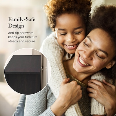 Bush Furniture Salinas 63"H 5-Shelf Bookcase with Adjustable Shelves, Vintage Black Laminated Wood (SAB132VB-03)