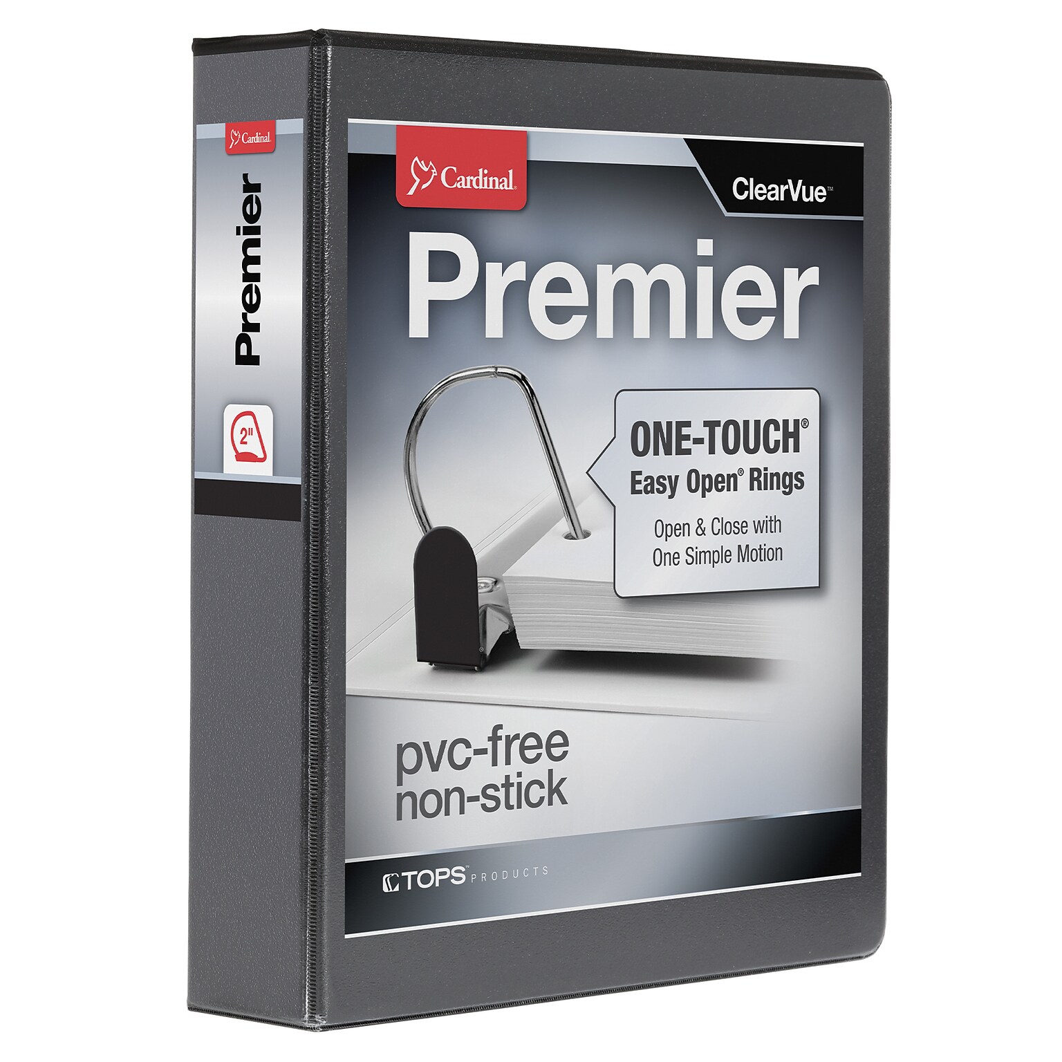 Cardinal Premier Heavy Duty 2 3-Ring View Binders, D-Ring, Black (10321CB)