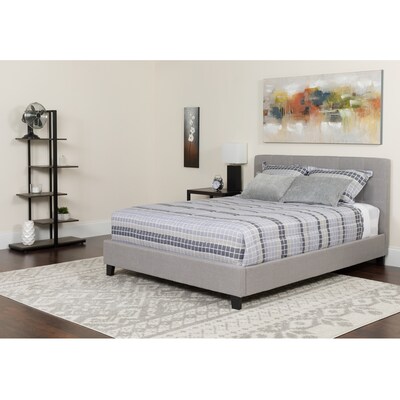 Flash Furniture Tribeca Tufted Upholstered Platform Bed in Light Gray Fabric with Memory Foam Mattress, Queen (HGBMF27)