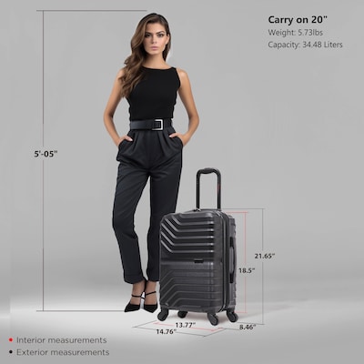 InUSA Aurum 21.65" Hardside Suitcase, 4-Wheeled Spinner, TSA Checkpoint Friendly, Black (IUAUR00S-BLK)