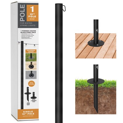 Excello Global Products Bistro Pole for String Lights, Black (EGP-HD-0429)