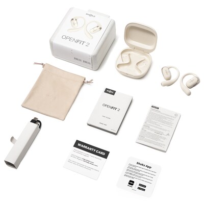 Shokz OpenFit™ 2 Wireless Active Noise Canceling Open-Ear Earbuds & Charging Case, Bluetooth, Beige (T920-ST-BG-US)