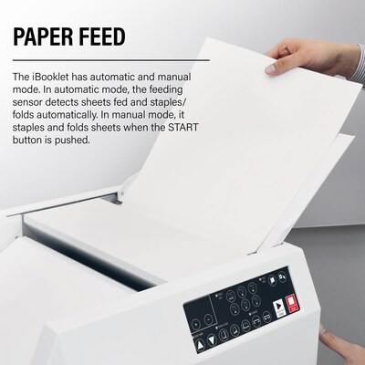 MBM iBooklet Tabletop Bookletmaker, Staple & Fold Machine, Produces Up to 800 Booklets per Hour, Compact Design (BO0842)