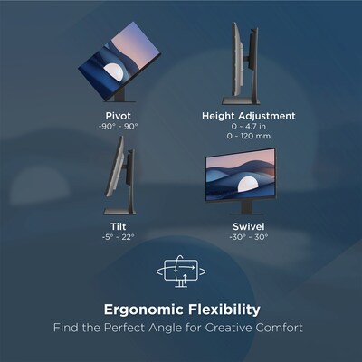 ViewSonic ColorPro 24" 4K UHD 60Hz LCD Monitor, Mac-Compatible, Height Adjustable, Black/Silver (VP2488-4K)