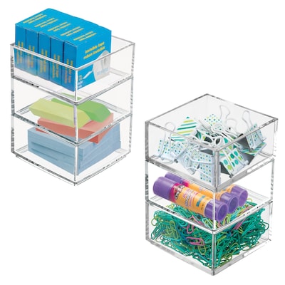 iDESIGN 3-Piece Plastic Stackable Drawer Organizer Set, Clear (28176M3)