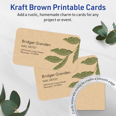 Avery Business Cards, 2 x 3-1/2, Matte Kraft Brown, 400/Box (95320)