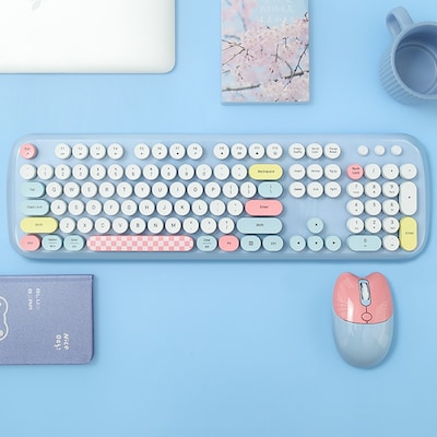 SaharaCase Wireless Ergonomic Keyboard and Laser Mouse Combo, Blue (KB11)