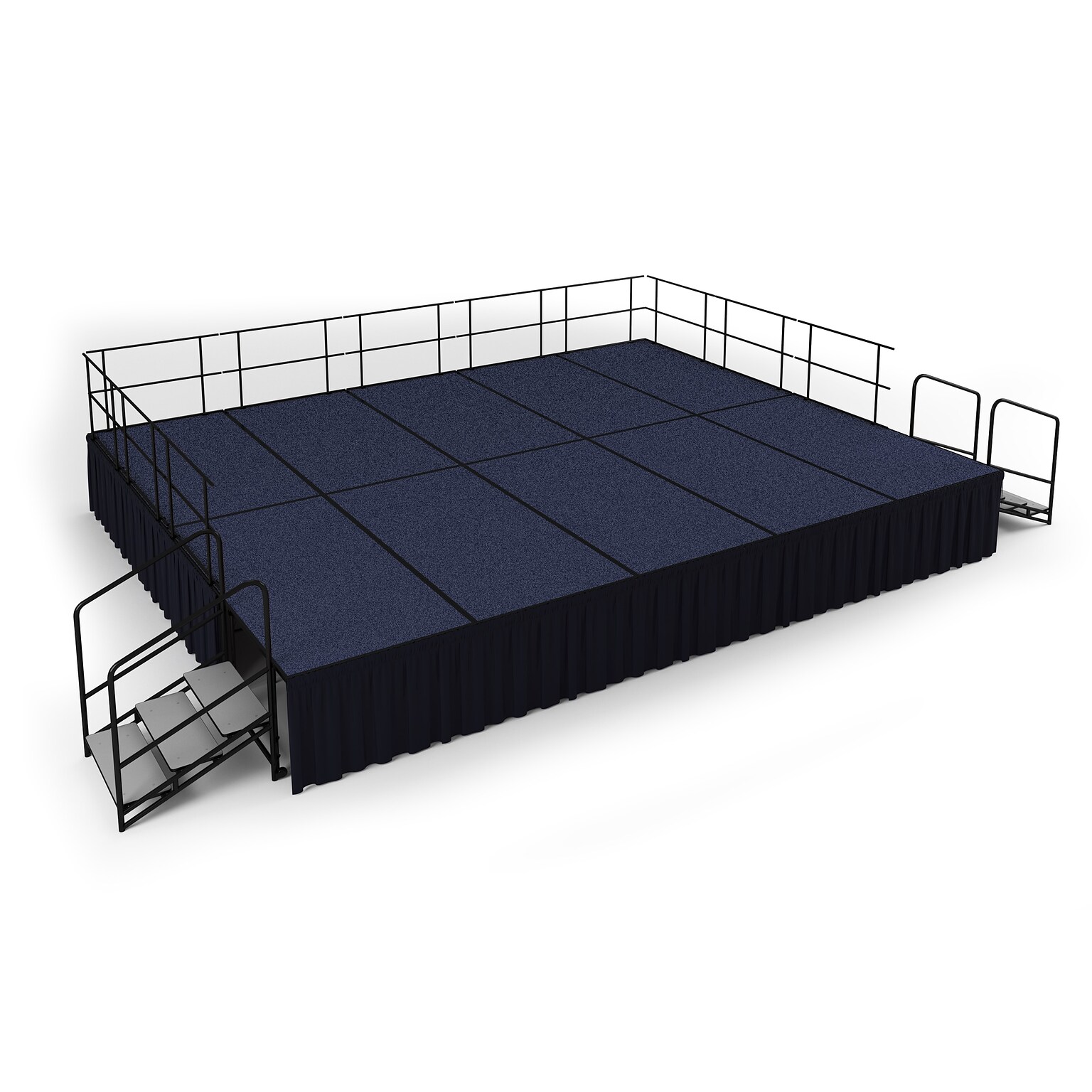 NPS 32 Stage Package, 16 x 20, Shirred Pleat Black Skirting, Blue Carpet (SG483210C04SS10)
