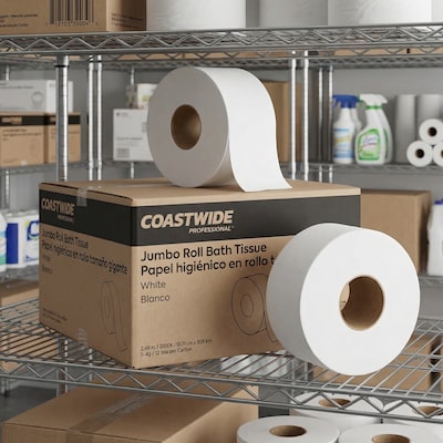 Coastwide Professional™ Jumbo Toilet Paper, 1-ply, White, 2000 ft./Roll, 12 Rolls/Carton (CW26214)
