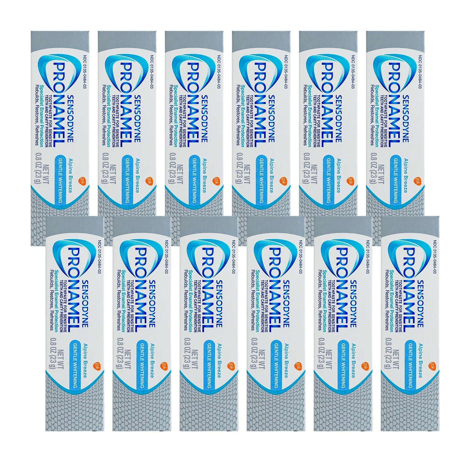 Sensodyne ProNamel Gentle Whitening Toothpaste,  0.8 oz Tube, 12 Tubes/Bag, 12 Bags/Carton