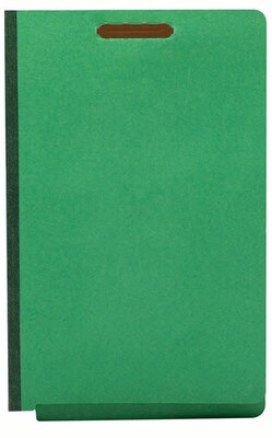 Quill Brand® End-Tab Partition Folders, 2 Partitions, 6 Fasteners, Emerald Green, Legal, 15/Box (749034)