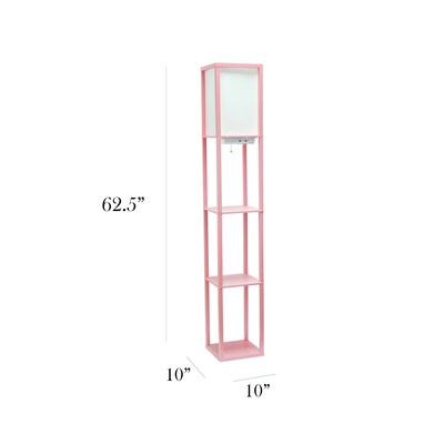 Simple Designs Etagere Organizer 62.5" Floor Lamp with Rectangular Shade, Light Pink (LF1037-LPK-CCLB)