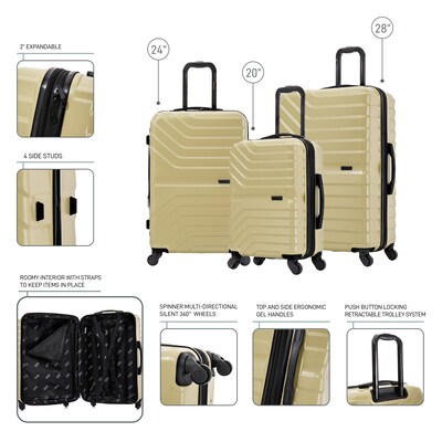 InUSA Aurum 3-Piece Hardside Spinner Luggage Set, TSA Checkpoint Friendly, Champagne (IUAURSML-CHA)