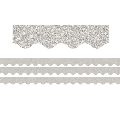 Teacher Created Resources Silver Glitz Scalloped Border Trim, 2.19 x 35 ft., Silver, 3 Packs/Bundle (TCR77017-3)