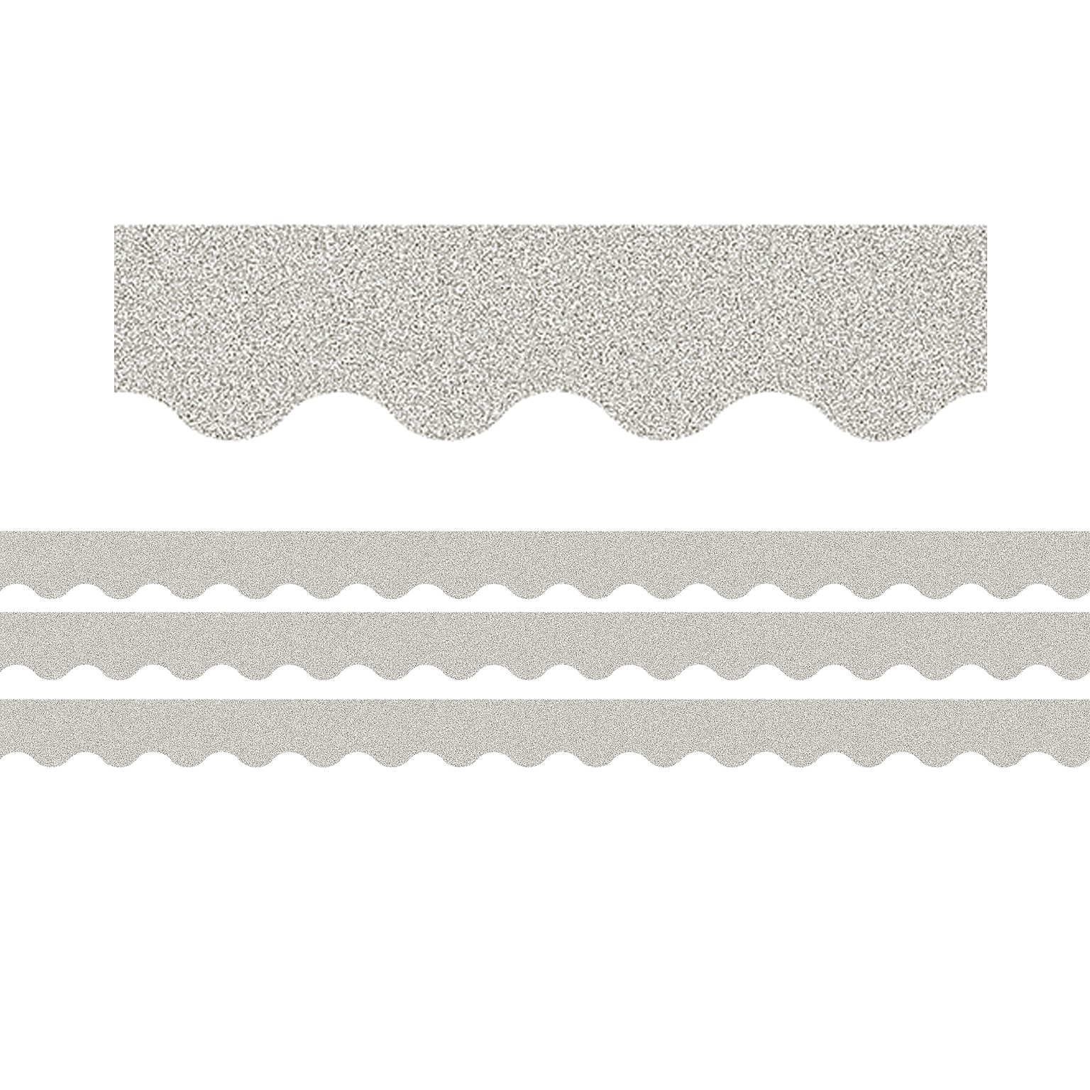 Teacher Created Resources Silver Glitz Scalloped Border Trim, 2.19 x 35 ft., Silver, 3 Packs/Bundle (TCR77017-3)
