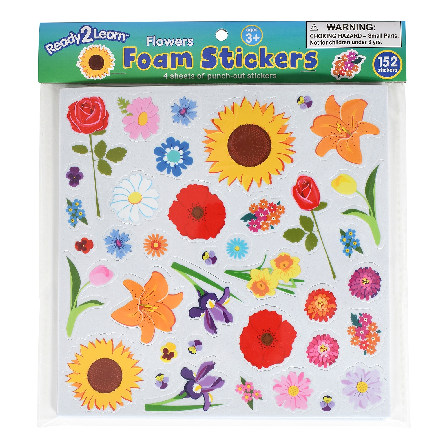 Ready2Learn Foam Flower Stickers, Multicolored, 152/Pack (CE-10095)