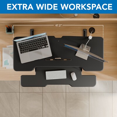 Mount-It! 47"W Manual Rectangular Adjustable Standing Desk Converter, Black (MI-15009L)