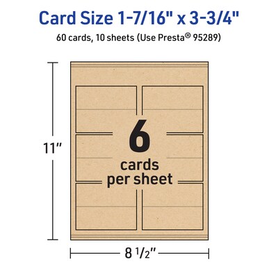 Avery Integrated Cards, 1-7/16" x 3.75", Matte Kraft Brown, 60/Pack (95289)