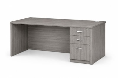 Boss Office Products 60 Desk with Box/Box/File Pedestal, Driftwood (GROUPA23-DW)