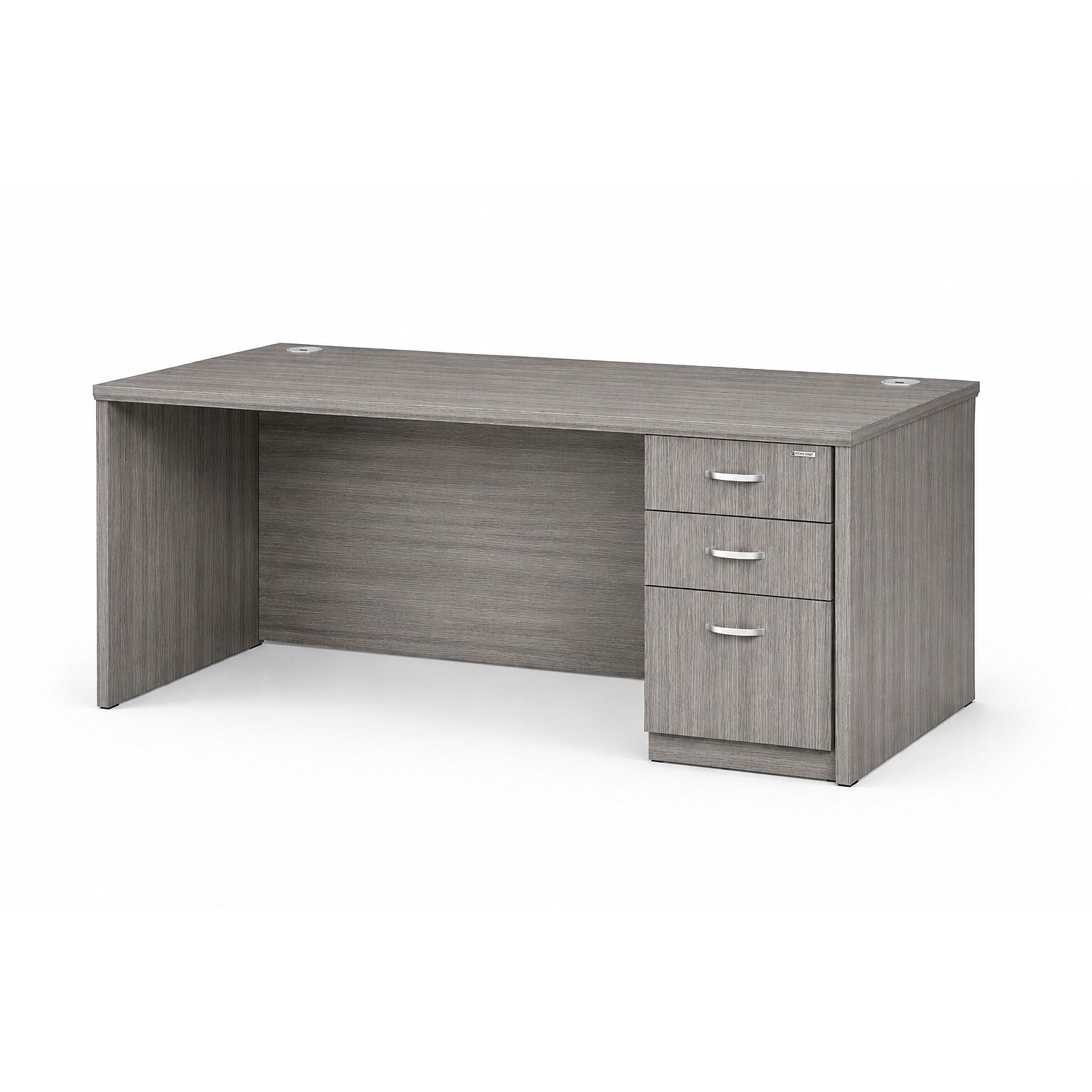 Boss Office Products 60 Desk with Box/Box/File Pedestal, Driftwood (GROUPA23-DW)
