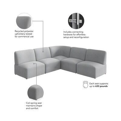 Bush Business Furniture Assemble Modular 5 Seater L Shaped Sectional, Fog Fabric (ASM004FGF)