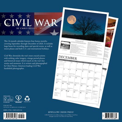 2027 Willow Creek Civil War 12 x 12 Monthly Wall Calendar, Assorted Colors (65136)