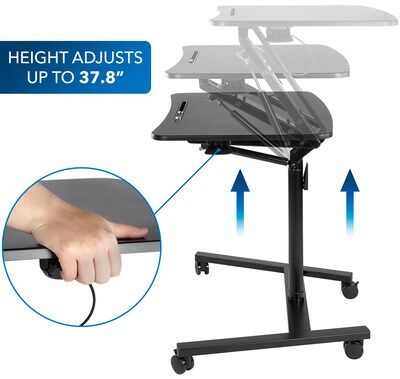 Mount-It! 28" W Manual Adjustable Standing Desk With Locking Wheels, Black (MI-7969)