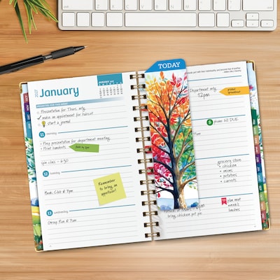 2027 Excello Brands 6 x 8 Weekly & Monthly Standard Planner, Paperboard Cover, Tree Seasons (FSHN-CY27-58-20)