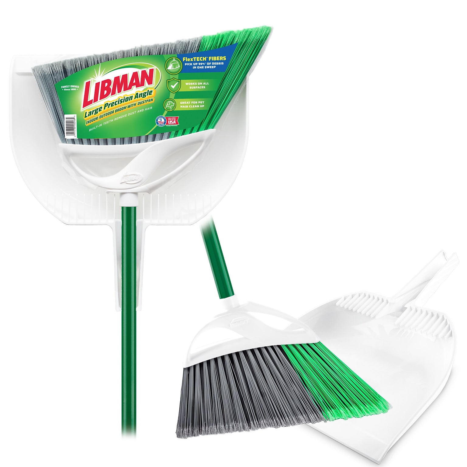 Libman Large Precision Angle 13 Broom with Dust Pan, 4/Carton (248)