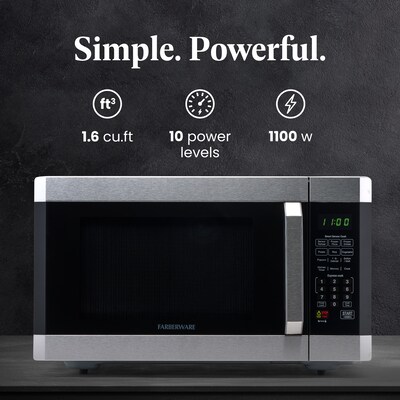 Farberware Professional 1.6 Cu. Ft. Countertop Microwave, Stainless Steel with Platinum (FMO16AHTPLB