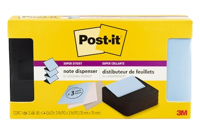 Post-it Pop-up Wave Design Dispenser with 3" x 3" Sticky Notes, Black (WAVE-330-BKVP)