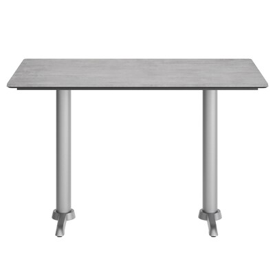Flash Furniture Acadia Wooden Dining Table with T-Bases, 30"D x 48"W, Gray Faux Concrete/Silver Base (ST3048CGT0522S)