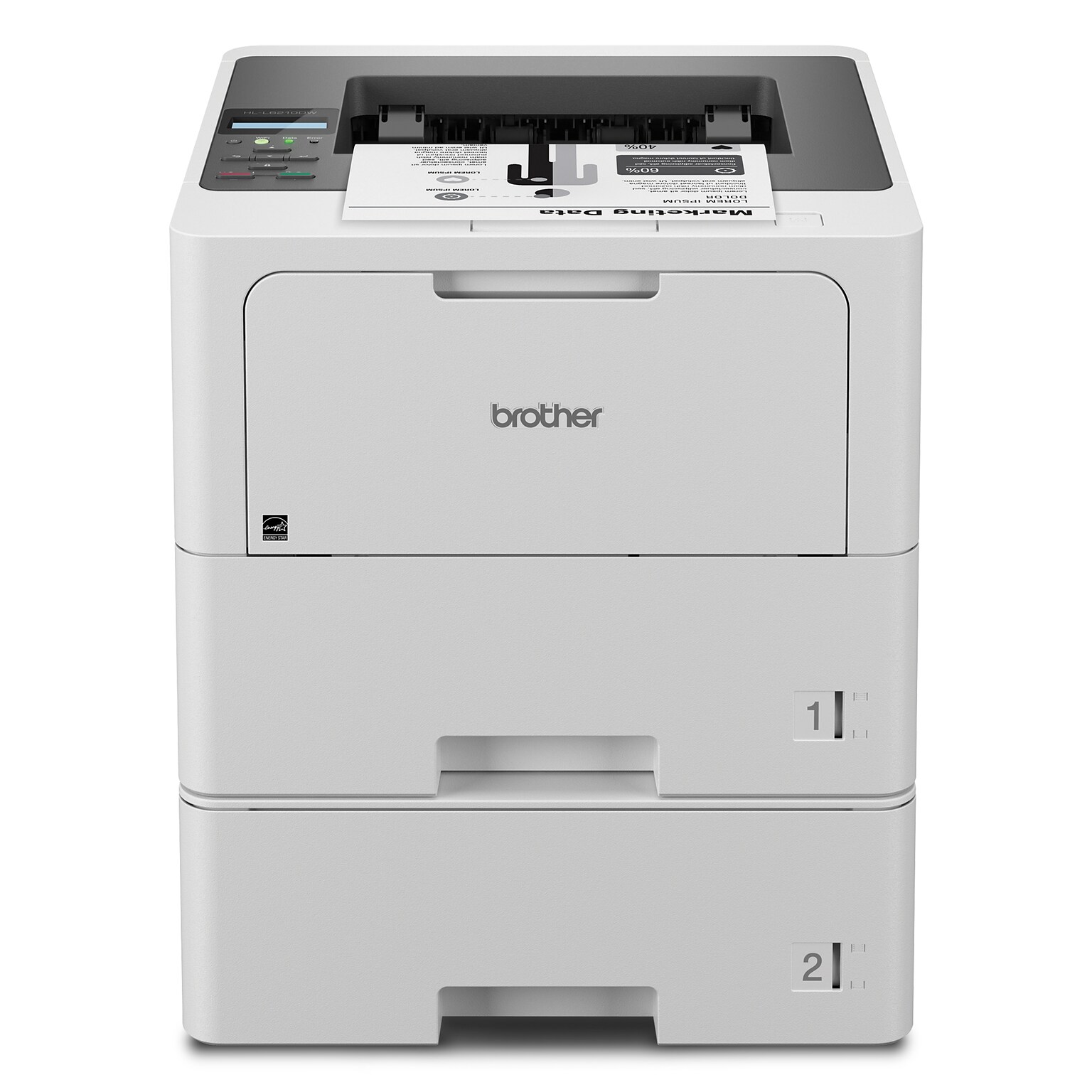 Brother HL-L6210DWT Business Monochrome Laser Printer, Dual Paper Trays, Wireless Networking