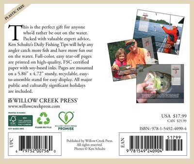 2025 Willow Creek Ken Schultzs Daily Fishing Tips 6 x 5.5 Day-to-Day Calendar, Multicolor (40904)