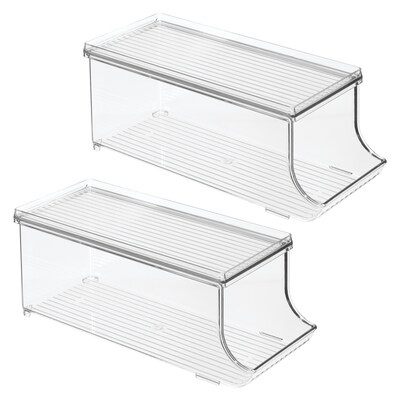 iDESIGN Plastic Soda Can Dispenser with Lid, 5.75 x 5.59x 13.9, Clear, 2/Pack (28321M2)