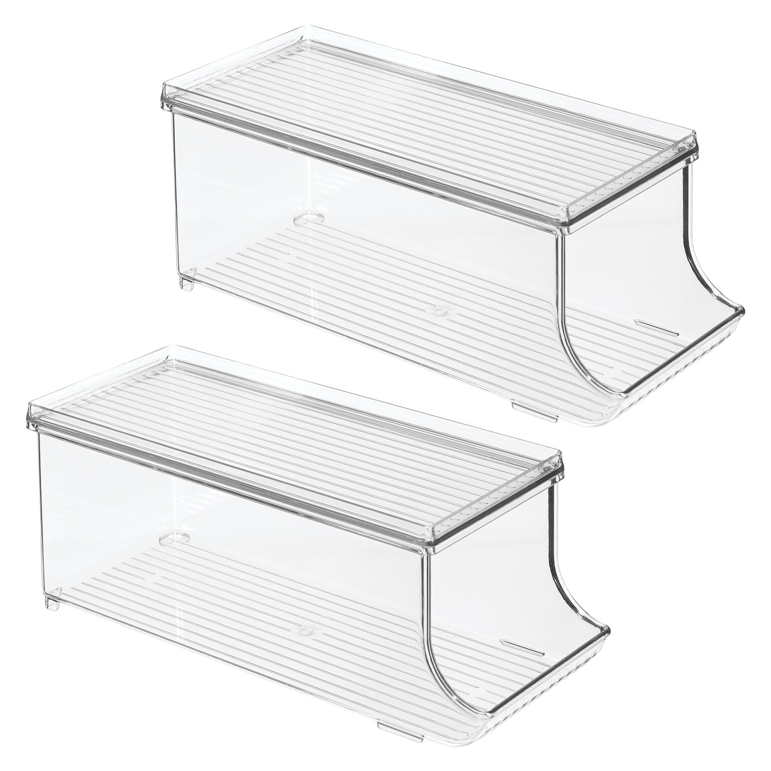 iDESIGN Plastic Soda Can Dispenser with Lid, 5.75 x 5.59x 13.9, Clear, 2/Pack (28321M2)