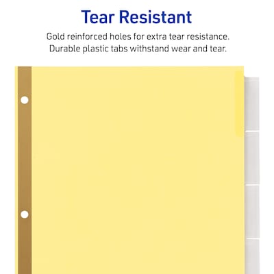 Avery Big Tab Insertable Paper Dividers, 5 Tabs, Buff with Clear Tabs, 24 Sets/Pack (11113)