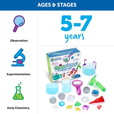 Learning Resources Gemology Crystal Lab, STEM Toys Science Kit for Kids, Assorted Colors, 20 Pieces (LER2950)