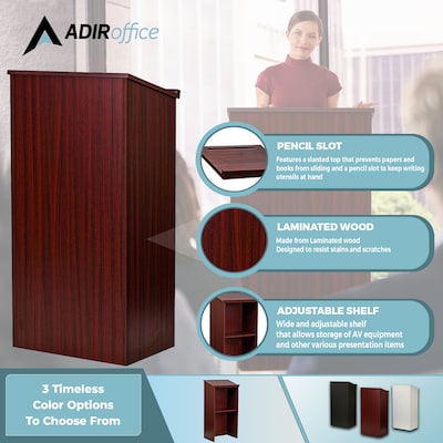 AdirOffice 46" Speaker Podium Lectern, Mahogany (661-01-BLK-PKG)
