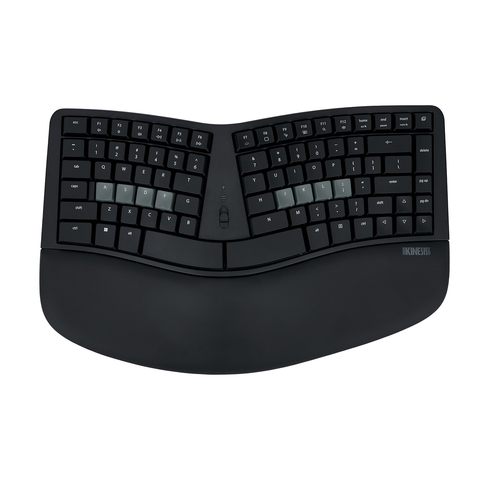 Kinesis mWave Mechanical Keyboard Wireless Ergonomic Mechanical Keyboard, Quiet Linear Switch, Black (KB150P-LIN)