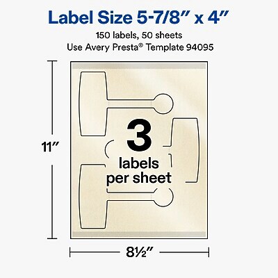 Avery Laser/Inkjet Multipurpose Labels, 5-7/8" x 4", Pearlized Ivory, 150 Labels/Box (19479370778)