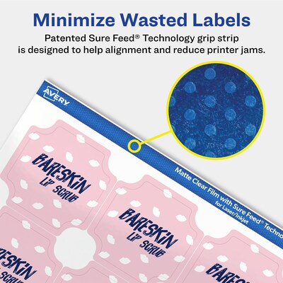 Avery Laser/Inkjet Decorative Edge Multipurpose Labels, 1-5/8" x 1-5/8", Clear, 200/Pack (94110)