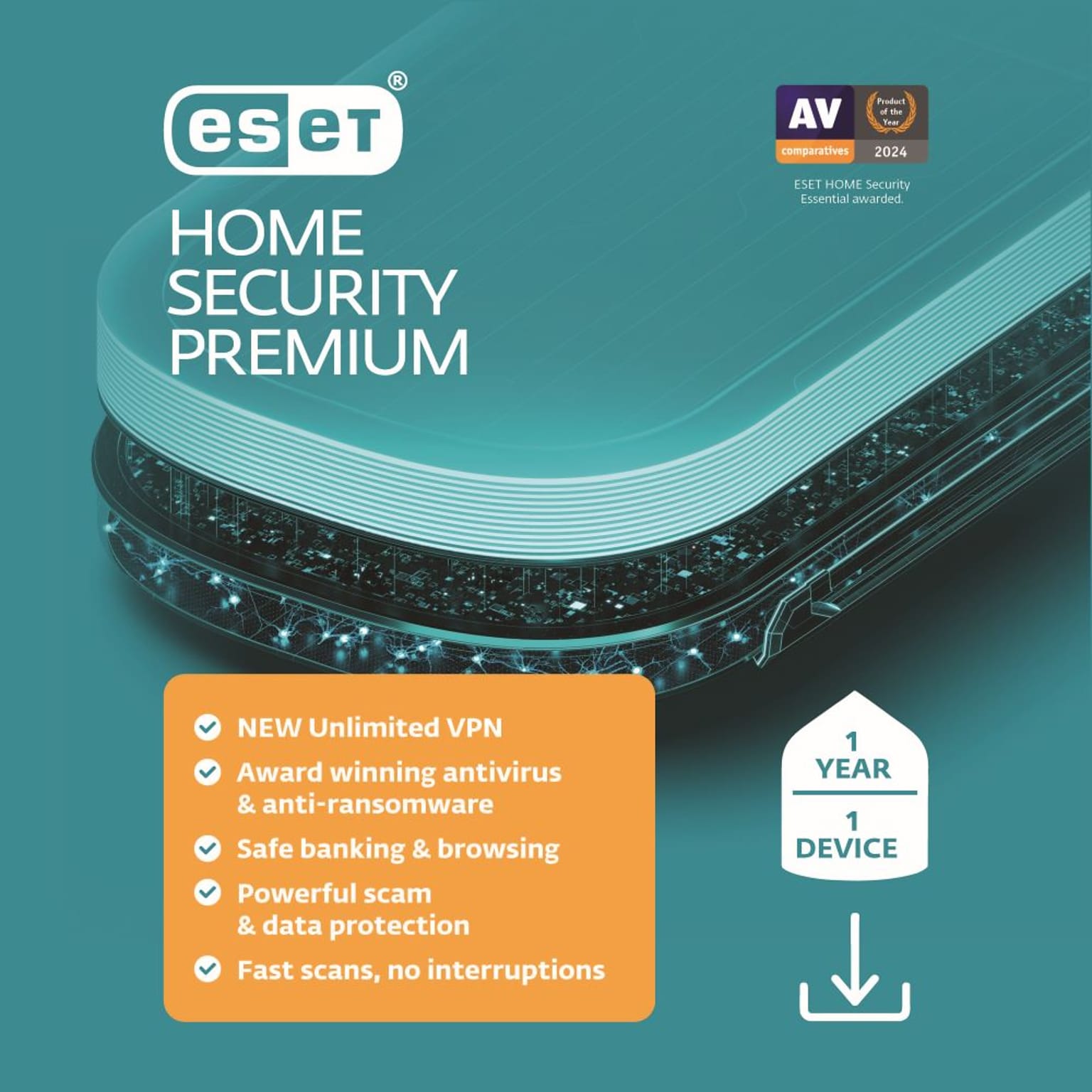 ESET Home Security Premium 2025 for 1 User, Windows/macOS, Download (RTL-EHSP-N1-1-1-XLS)