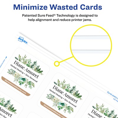 Avery Clean Edge Laser Square Cards with Rounded Corners, 2 1/2" x 2 1/2", White, 20 Sheets/Pack, 180 Cards/Pack (35703)