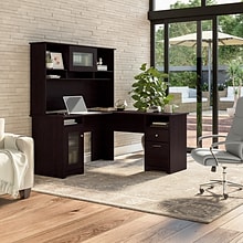 Bush Furniture Cabot 60W L Shaped Computer Desk with Hutch and Storage, Espresso Oak (CAB001EPO)