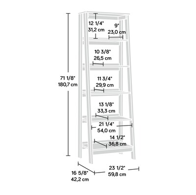 Sauder Trestle 71"H 5-Shelf Bookcase, Chalked Chestnut (424122)