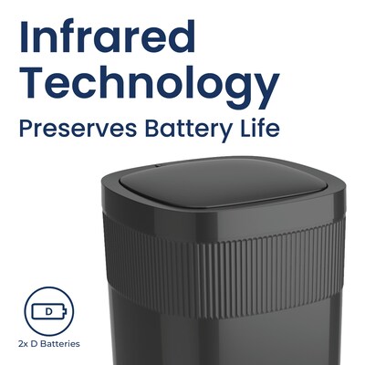 Nine Stars Stainless Steel Touch Tap & Motion Sensor Trash Can, 13.2 Gallon, Black (DZT-50-36BK)