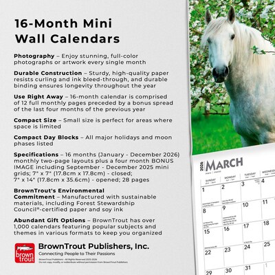 2026 BrownTrout Horse Lovers 7" x 7" Monthly Wall Calendar (9798330703708)