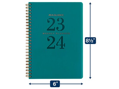 2023-2024 AT-A-GLANCE Signature Lite 5.5" x 8.5" Academic Weekly & Monthly Planner, Teal (YP20LA-12-24)