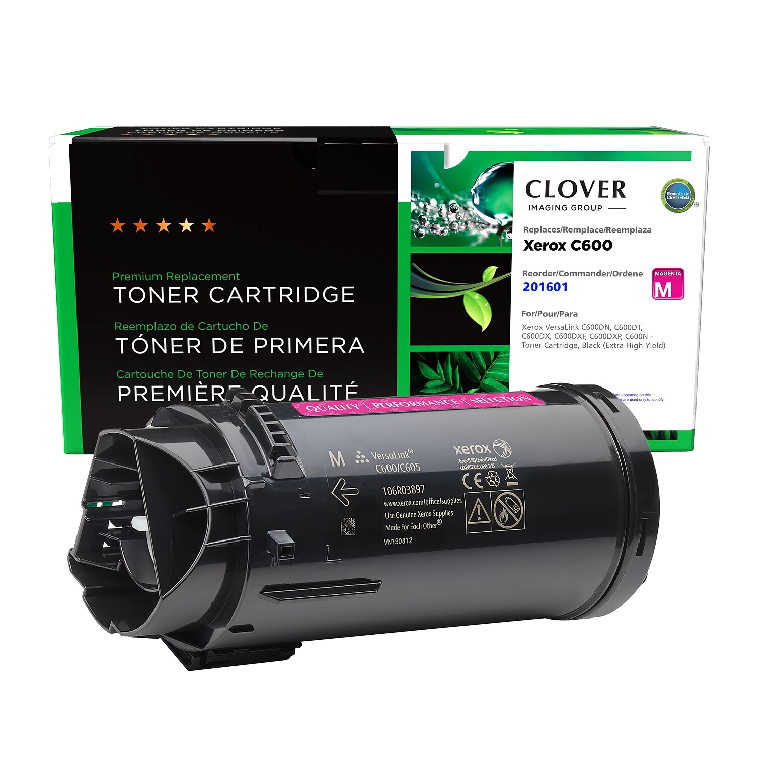 Clover C600 Remanufactured Magenta Extra High Yield Toner Cartridge Replacement for Xerox 106R03917